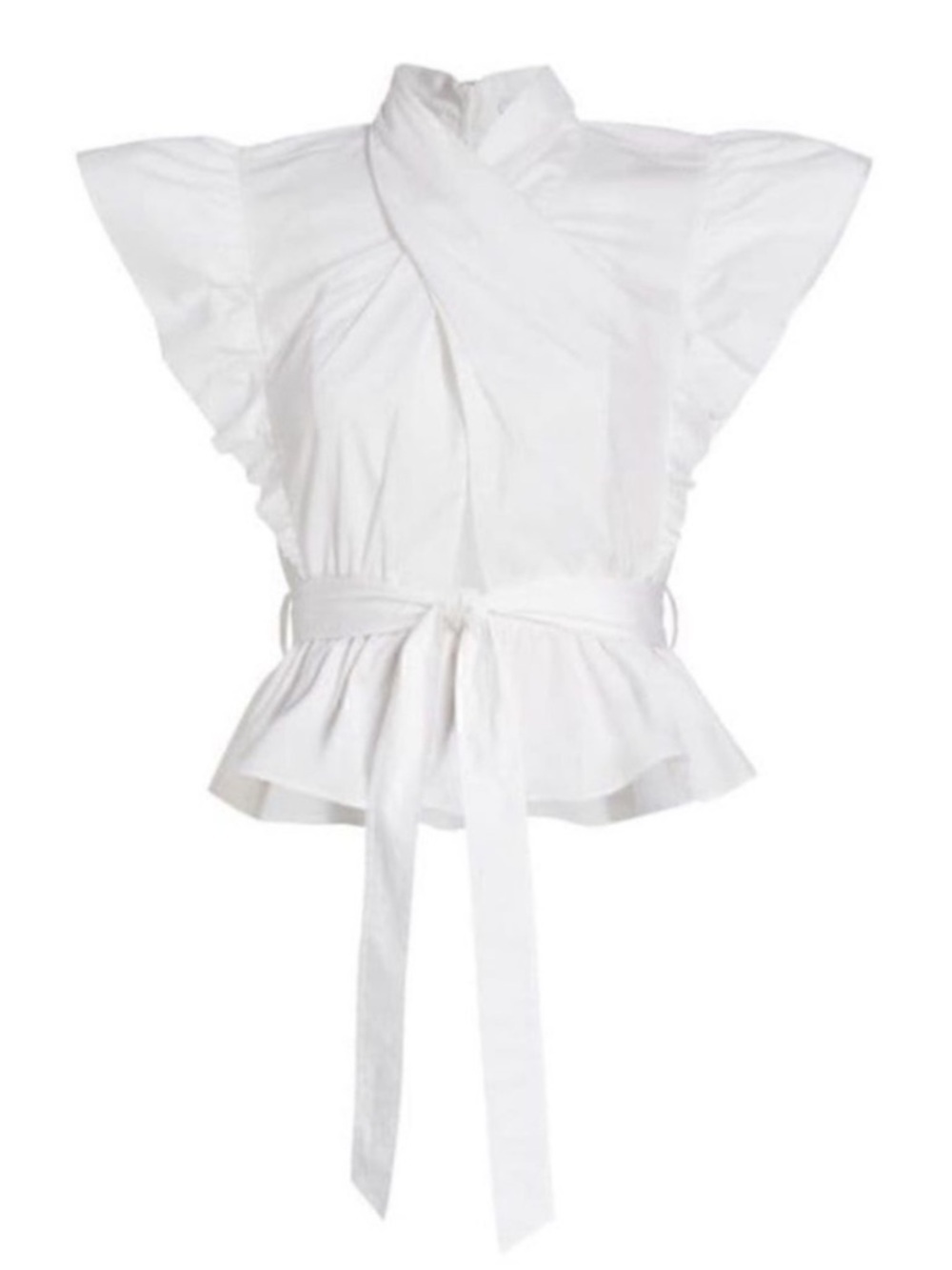 Derek Lam 10 Crosby Brynn Ruffle Wrap White Top Size 6 Like New Elevated Basic - Picture 2 of 16